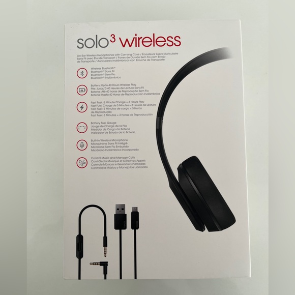 BEATS by Dr. Dre SOLO 3 Wireless On-Ear Black Headphones + Case + Original Box - Picture 5 of 14